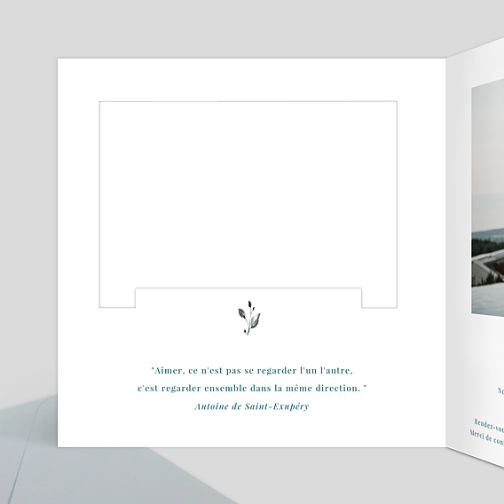 Invitation anniversaire mariage Découpe Fleurs de Coton Intérieur Gauche