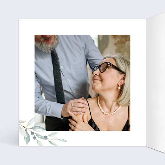 Invitation anniversaire mariage Couronne Fleurie Intérieur Gauche