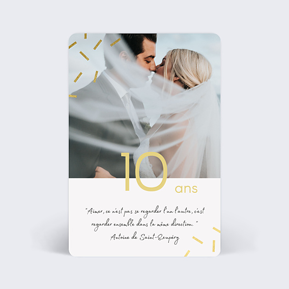Invitation anniversaire de mariage 10 ans Chic