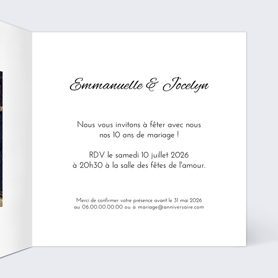 Invitation anniversaire de mariage Sobre & Jolie