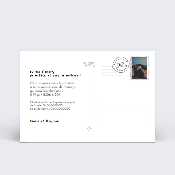 Invitation anniversaire de mariage Jolies Étapes