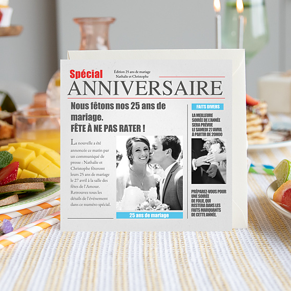 Invitation anniversaire de mariage Journal