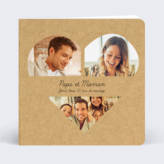 Invitation anniversaire mariage Cœur Familial