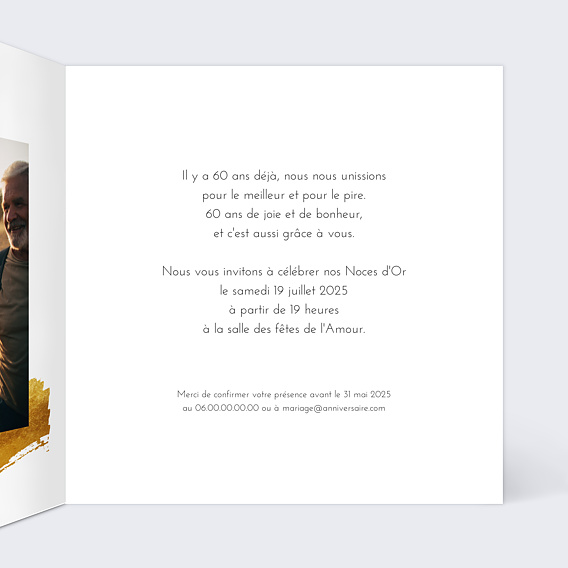 Invitation anniversaire mariage Pinceau Intérieur Droit