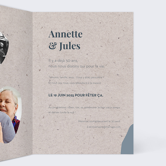 Invitation anniversaire mariage Timeline Horizon Intérieur Droit