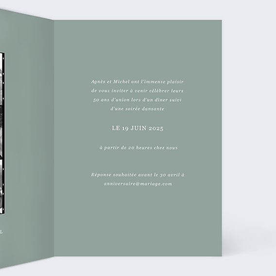 Invitation anniversaire mariage Pellicule Souvenirs Intérieur Droit