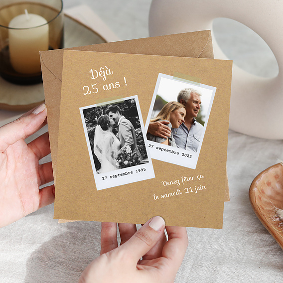 Invitation anniversaire mariage Avant-Après Kraft Après 1