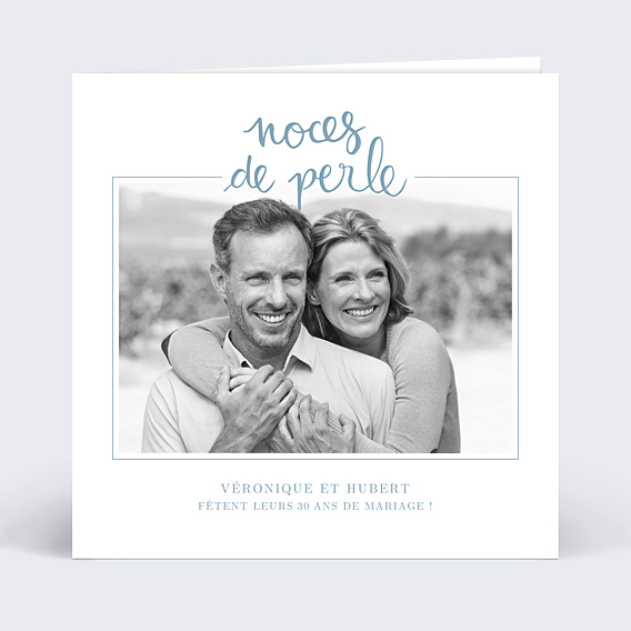 Invitation anniversaire de mariage Typo Perle