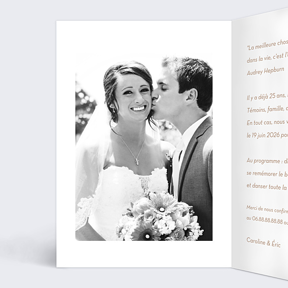 Invitation anniversaire de mariage Fleurs Ocre