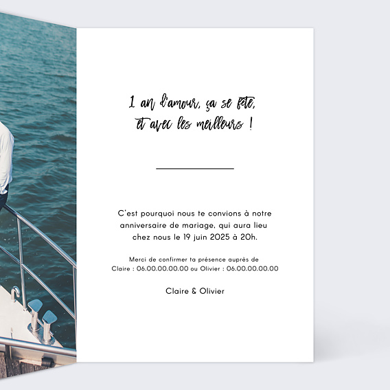 Invitation anniversaire mariage Jolie Typo Intérieur Droit