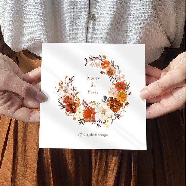 Carte Invitation Anniversaire de Mariage Ronde de Fleurs