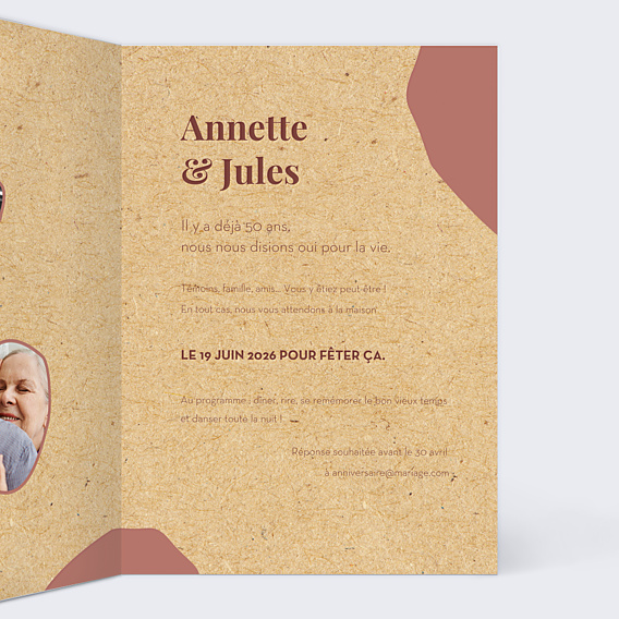 Invitation anniversaire de mariage Timeline Romance