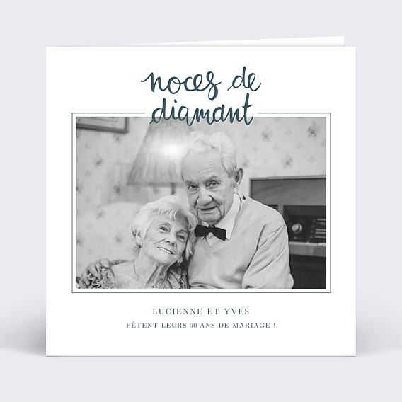Invitation anniversaire de mariage Typo Diamant
