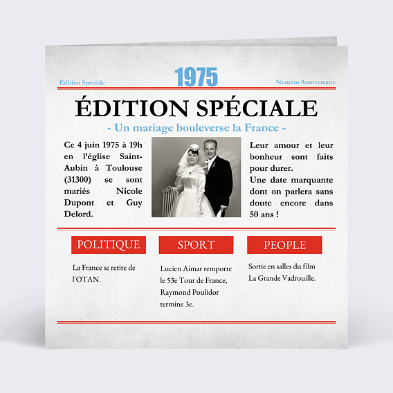 Invitation anniversaire mariage Rétrospective Journal