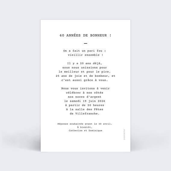 Invitation anniversaire de mariage Polaroid Simple