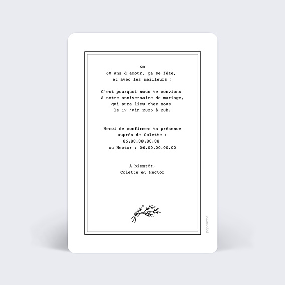 Invitation anniversaire de mariage Tampon Rustique