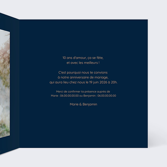 Invitation anniversaire de mariage Feux d'Artifices