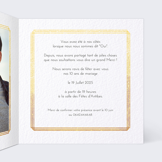 Invitation anniversaire mariage Esprit Gatsby Intérieur Droit
