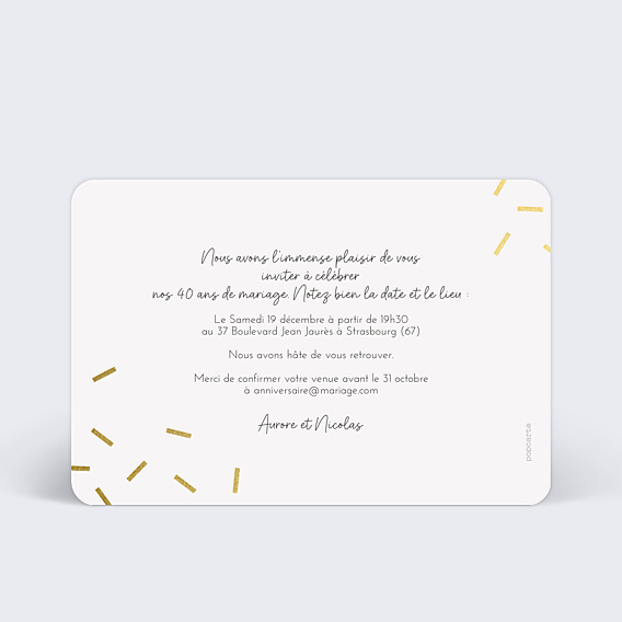 Invitation anniversaire de mariage 10 ans Chic