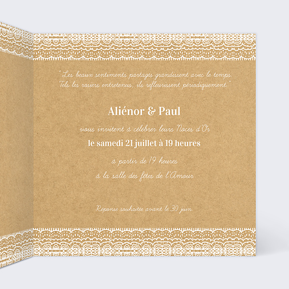 Invitation anniversaire de mariage Fleurs des Champs