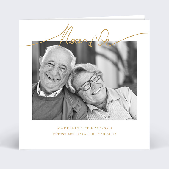 Invitation anniversaire de mariage Lettres Noces d'Or