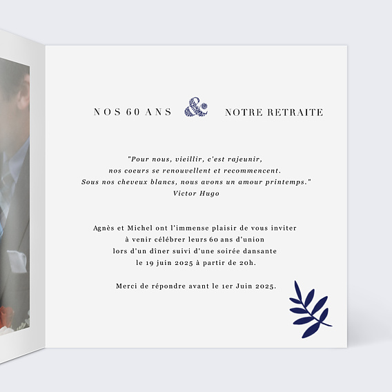 Invitation anniversaire mariage Esperluette Intérieur Droit