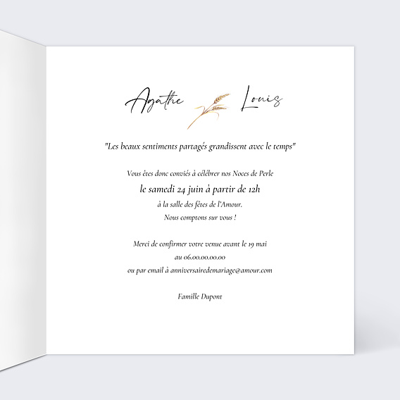 Invitation anniversaire de mariage Bohème Chic