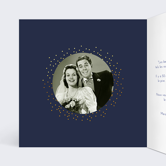 Invitation anniversaire mariage Bulles Ocre Intérieur Gauche