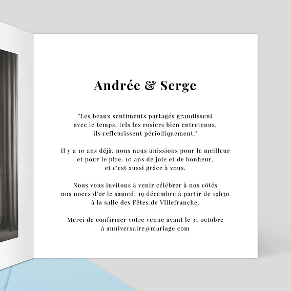 Invitation anniversaire mariage Dorure Pois Graphiques Intérieur Droit