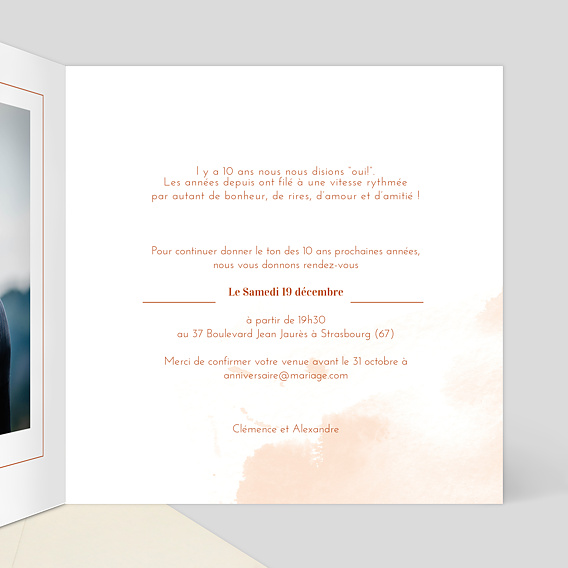 Invitation anniversaire mariage Été Indien Intérieur Droit