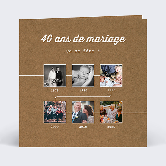Invitation anniversaire de mariage Timeline Kraft