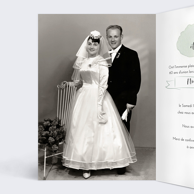 Carte d'Invitation Anniversaire de Mariage Tempo Intérieur Gauche
