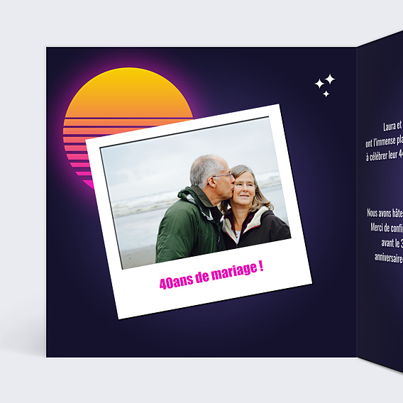 Invitation anniversaire de mariage Années 80