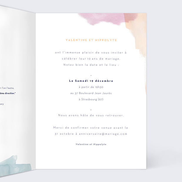 Invitation Anniversaire de Mariage Nébuleuse Intérieur Droit