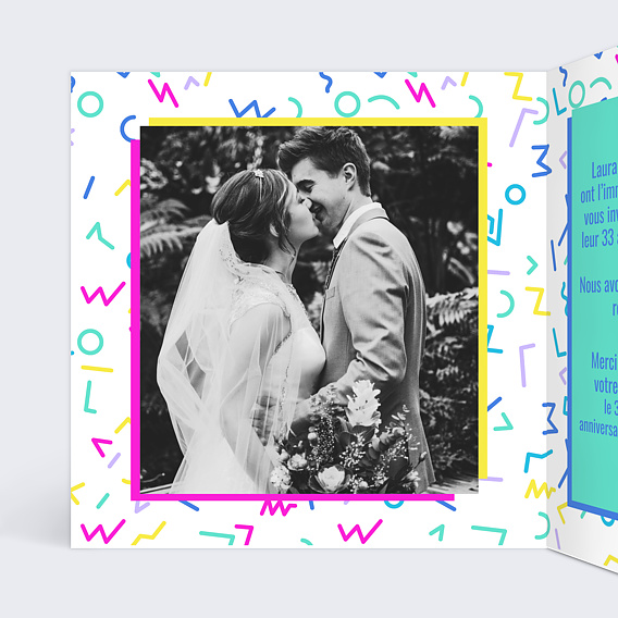 Invitation anniversaire mariage Années 90 Intérieur Gauche