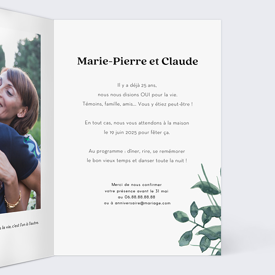 Invitation anniversaire mariage Luxe Intérieur Droit