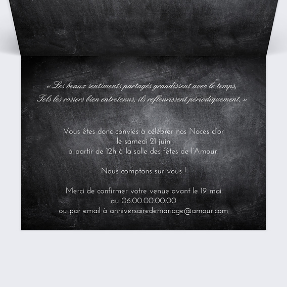 Invitation anniversaire mariage Avant-Après Intérieur Droit