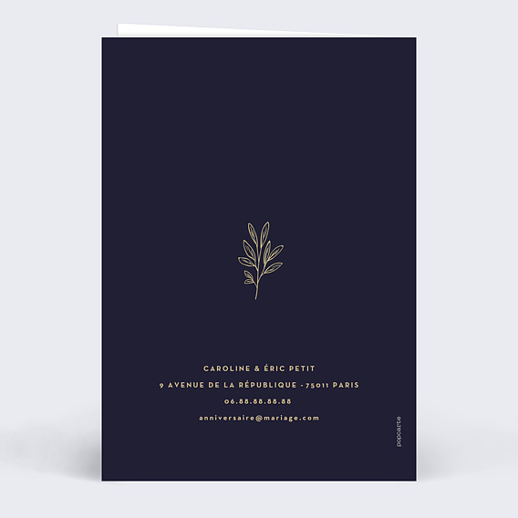 Invitation anniversaire mariage Fleurs Ocre Verso