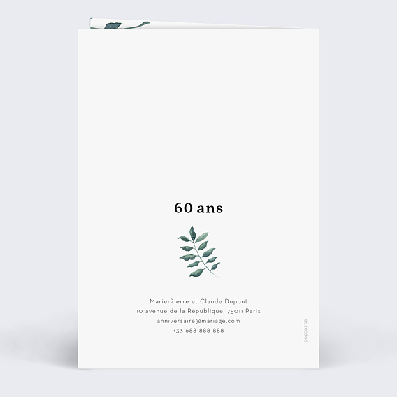 Invitation anniversaire mariage Luxe Verso