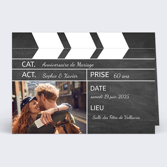 Invitation anniversaire mariage Clap
