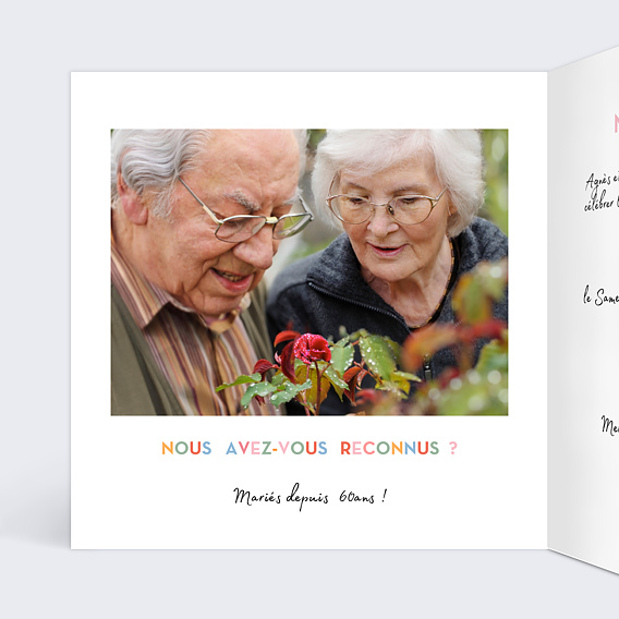 Invitation anniversaire mariage Devinette Colorée Intérieur Gauche