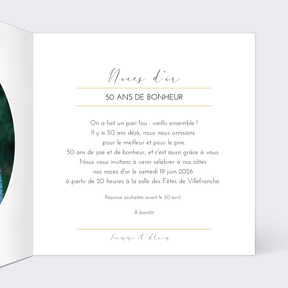 Invitation anniversaire de mariage Dorure Couronne Photo