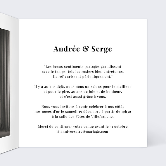 Invitation anniversaire de mariage Dorure Pois Graphiques