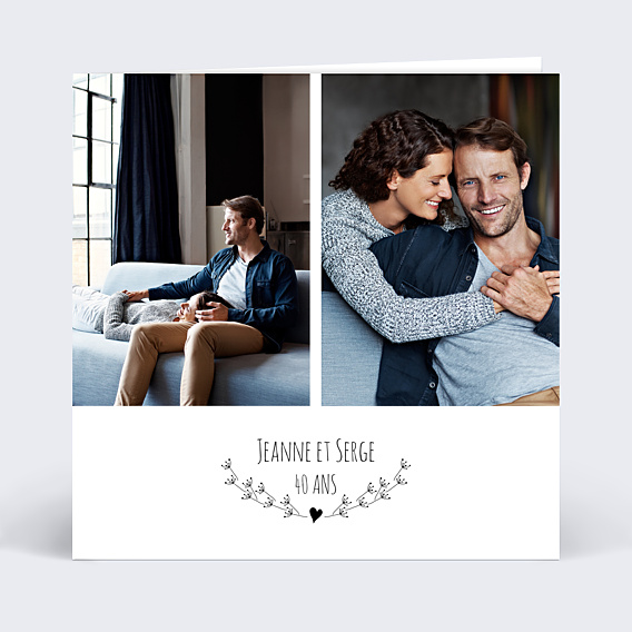 Invitation anniversaire de mariage Cœur Bucolique