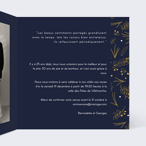 Invitation anniversaire de mariage Champêtre