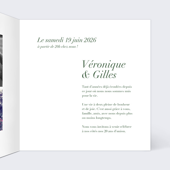 Invitation anniversaire de mariage Champagne
