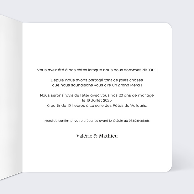 Invitation Anniversaire de Mariage Alliance Intérieur Droit