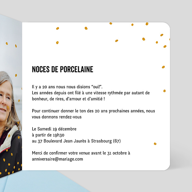 Invitation Anniversaire de Mariage Poussière d'Étoiles Intérieur Droit