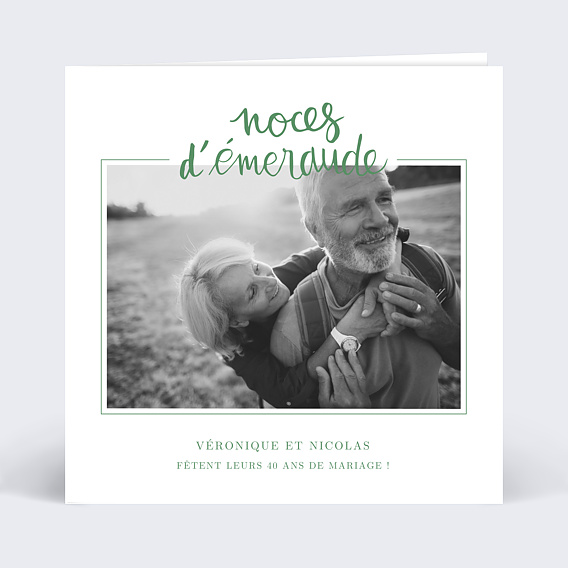 Carte d'Invitation Anniversaire de Mariage Typo Émeraude