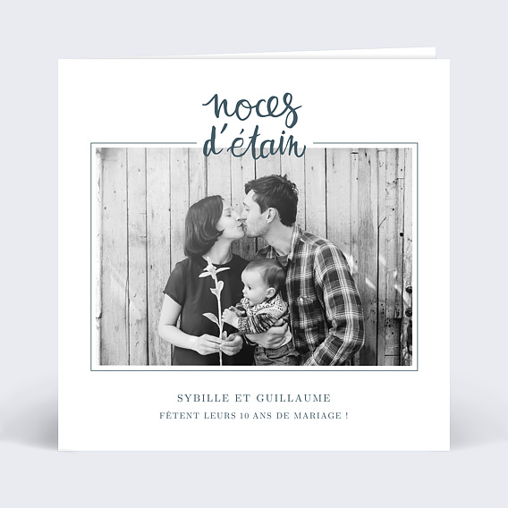 Invitation anniversaire mariage Typo Étain